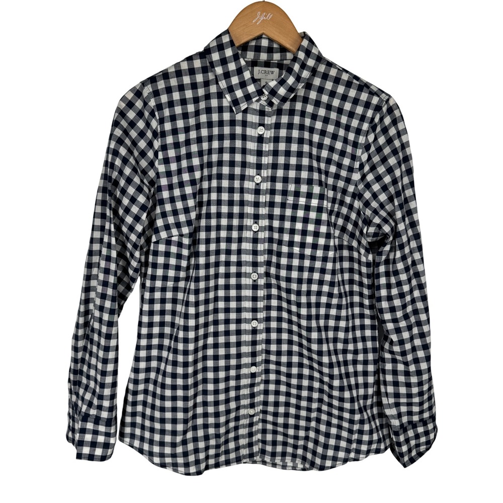 J Crew Womens Gingham Check Button Down Shirt Long Sleeve Small Old Money Preppy
